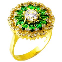 Χρυσό δαχτυλίδι ροζέτα Κ14 με ζιργκόν